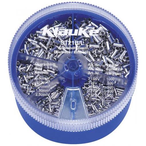 Klauke ST21B sada dutinek 0.5 mm², 0.75 mm², 1 mm², 1.5 mm², 2.5 mm² bez izolace stříbrná 3000 díly