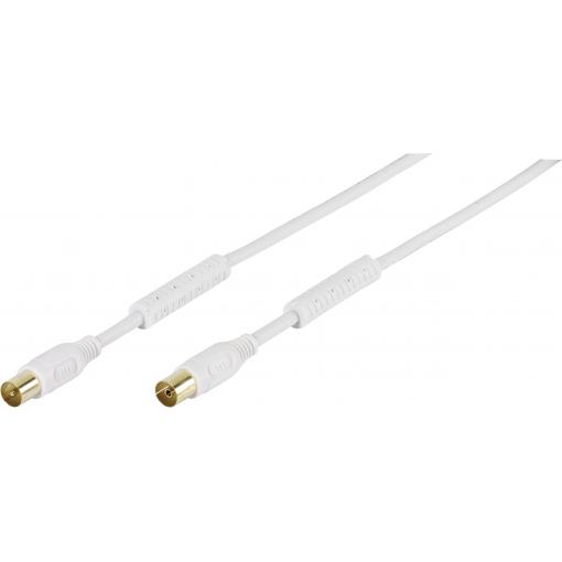 Vivanco antény kabel [1x anténní zásuvka 75 Ω - 1x anténní zástrčka 75 Ω] 10.00 m 100 dB pozlacené kontakty, s feritovým jádrem bílá