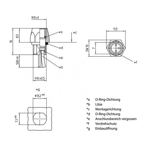 Lutronic 0820 04 T8CW 0,5m vestavný zástrčkový konektor pro senzory - aktory, 1223, piny: 4, 0.50 m, 1 ks