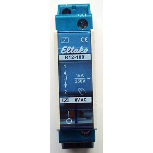 Eltako R12-110-8V spínací relé Jmenovité napětí: 8 V Spínací proud (max.): 8 A 1 rozpínací kontakt, 1 spínací kontakt 1 ks