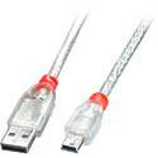 LINDY USB kabel USB 2.0 USB-A zástrčka, USB Mini-B zástrčka 5.00 m transparentní 41785