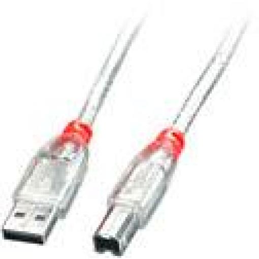 LINDY USB kabel USB 2.0 USB-A zástrčka, USB-B zástrčka 3.00 m transparentní dvoužilový stíněný 41754