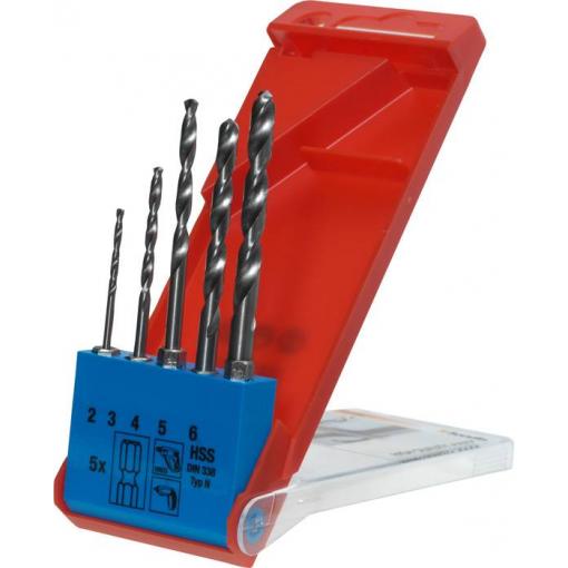 kwb 421140 HSS sada spirálových vrtáku do kovu 5dílná 2 mm, 3 mm, 4 mm, 5 mm, 6 mm DIN 1412 C 1/4 (6,3 mm) 1 ks