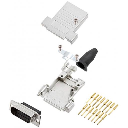 encitech DTSL15-SJSRG-T-DBCP-K 6355-0089-02 sada D-SUB kolíkové lišty 180 ° Pólů: 15 krimpované 1 ks
