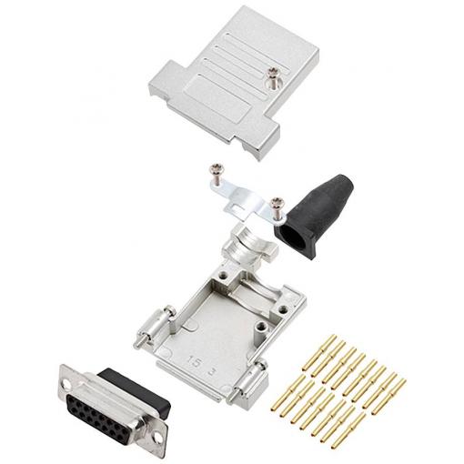 encitech DTSL15-SJSRG-T-DBCS-K 6355-0089-12 sada D-SUB zásuvková lišta 180 ° Pólů: 15 krimpované 1 ks