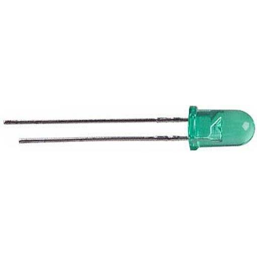 LED 5mm zelená transparentní 50mCd/25mA 570nm 30°