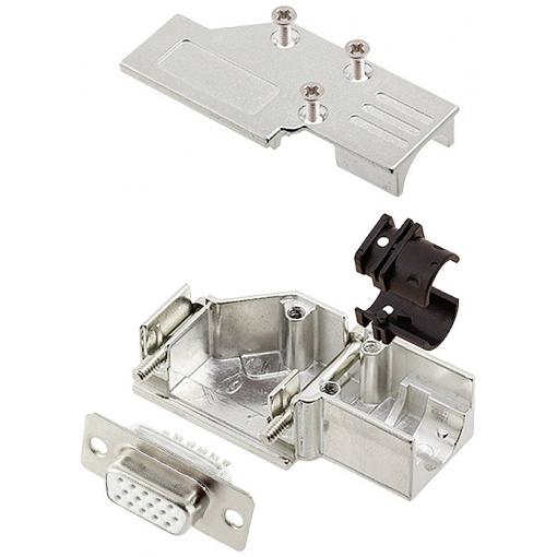encitech DCMR09-FK-HDS15-W-K 6355-8066-11 sada D-SUB zásuvková lišta 90 ° Pólů: 15 pájecí kalíšek 1 ks