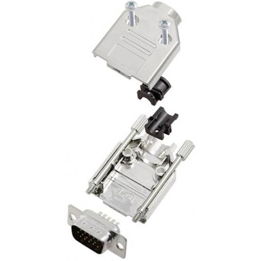 TRU COMPONENTS TCDTPKM09HDP15K 7708672-SR sada D-SUB kolíkové lišty 180 ° Pólů: 15 pájecí kalíšek 1 ks
