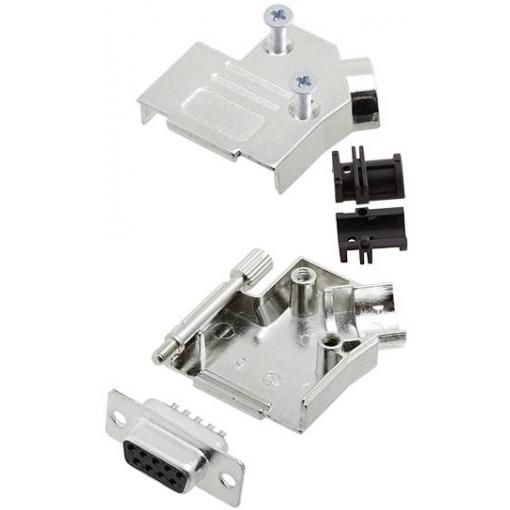 TRU COMPONENTS TCD45ZK09DBSK 7709100 sada D-SUB zásuvková lišta 45 ° Pólů: 9 pájecí kalíšek 1 ks
