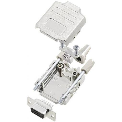TRU COMPONENTS TCDPPK09MHDS15K 7709148 sada D-SUB zásuvková lišta 180 ° Pólů: 15 pájecí kalíšek 1 ks