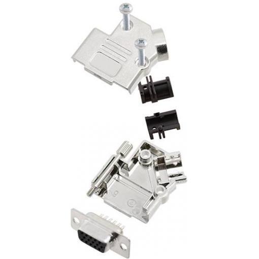 TRU COMPONENTS TCD45PKM09HDS15K 7709156 sada D-SUB zásuvková lišta 45 ° Pólů: 15 pájecí kalíšek 1 ks