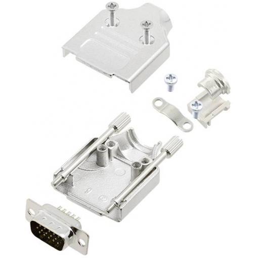 TRU COMPONENTS TCMHDM09HDP15K 7709220 sada D-SUB kolíkové lišty 180 ° Pólů: 15 pájecí kalíšek 1 ks