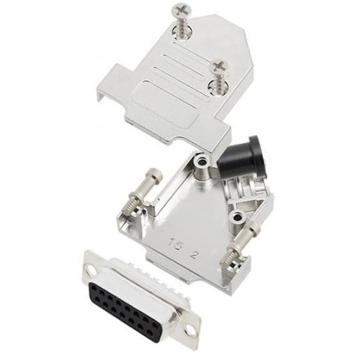 TRU COMPONENTS TCD45NT15MDBSK 7709260 sada D-SUB zásuvková lišta 45 ° Pólů: 15 pájecí kalíšek 1 ks