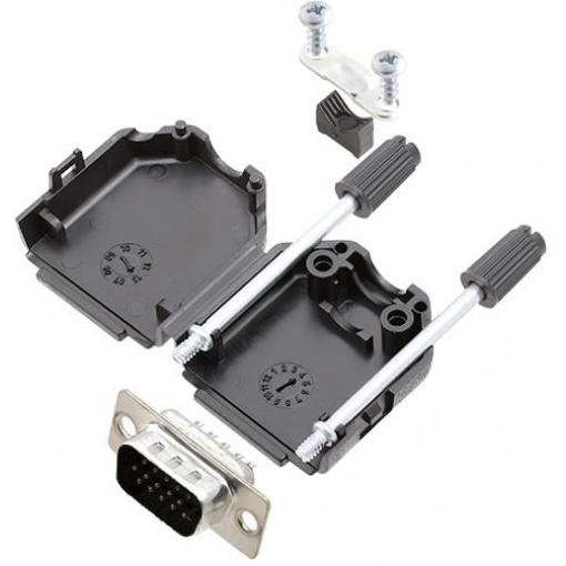 TRU COMPONENTS TCDPPK09BKHDP15K 7709052K sada D-SUB kolíkové lišty 180 ° Pólů: 15 pájecí kalíšek 1 ks