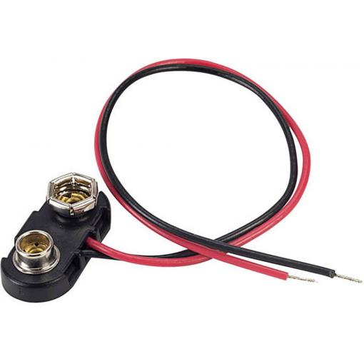 TRU COMPONENTS 18-0094 bateriový klip 1x 9 V tlačítkové připojení (d x š x v) 24.5 x 11.8 x 7.3 mm