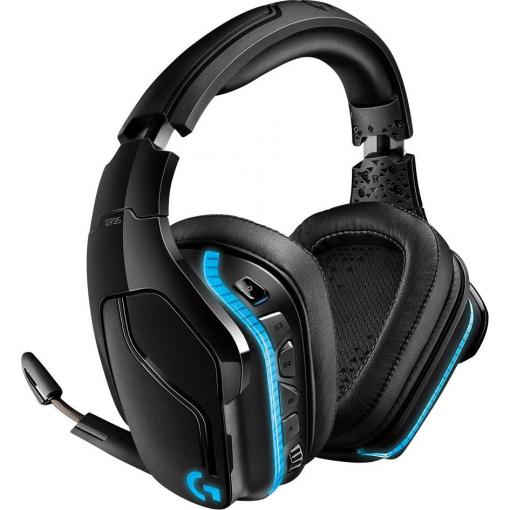 Logitech Gaming G935 Headset uzavřená (Over Ear) kabelová 7.1 Surround černá, RGB Redukce šumu mikrofonu regulace hlasitosti, Vypnutí zvuku mikrofonu, Vibrace