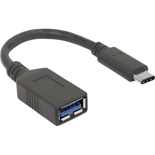 Manhattan USB kabel USB 3.2 Gen1 USB-C ® zástrčka, USB-A zásuvka 0.15 m černá oboustranně zapojitelná zástrčka 355285