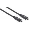 Manhattan USB kabel USB 3.2 Gen1 USB-C ® zástrčka, USB-C ® zástrčka 1.00 m černá oboustranně zapojitelná zástrčka 355223