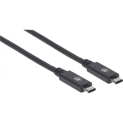 Manhattan USB kabel USB 3.2 Gen1 USB-C ® zástrčka, USB-C ® zástrčka 1.00 m černá oboustranně zapojitelná zástrčka 355223