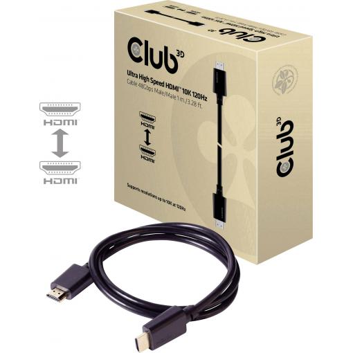 club3D HDMI kabel Zástrčka HDMI-A, Zástrčka HDMI-A 1.00 m černá CAC-1371 10K UHD, 8K UHD HDMI kabel
