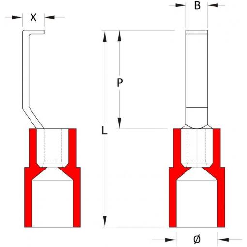 Weidmüller 1312440000 závěsné kabelové oko 0.5 mm² 1.5 mm² částečná izolace červená 100 ks