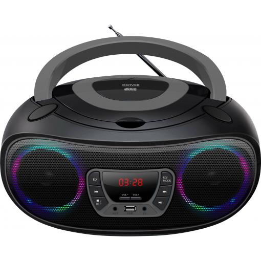 Denver TCL-212BT 111141300012 rádio s CD, FM, AUX, CD, USB, Bluetooth, ambient light, šedá