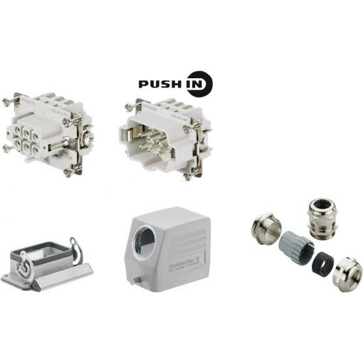 RockStar&reg; HDC kits-Heavy Duty Connectors, Kit, HE, Size: 3, Poles: 6, PUSH IN spring connection, 500 V, 24 A, diecast aluminium, metric