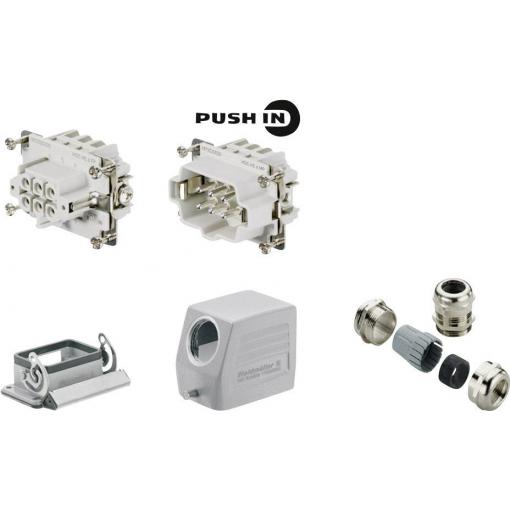 RockStar&reg; HDC kits-Heavy Duty Connectors, Kit, HE, Size: 3, Poles: 6, PUSH IN spring connection, 500 V, 24 A, diecast aluminium, PG