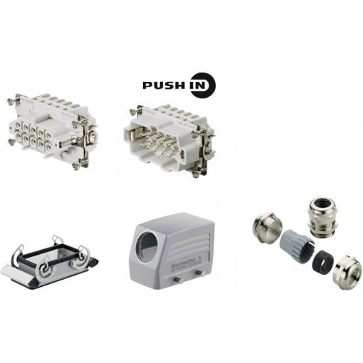 RockStar&reg; HDC kits-Heavy Duty Connectors, Kit, HE, Size: 4, Poles: 1, PUSH IN spring connection, 500 V, 16 A, diecast aluminium, PG