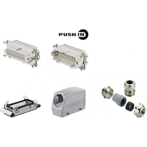 RockStar&reg; HDC kits-Heavy Duty Connectors, Kit, HE, Size: 6, Poles: 16, PUSH IN spring connection, 500 V, 16 A, diecast aluminium, metric