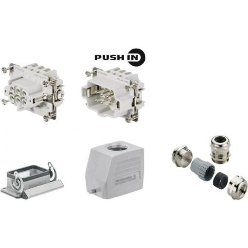 RockStar&reg; HDC kits-Heavy Duty Connectors, Kit, HE, Size: 3, Poles: 6, PUSH IN spring connection, 500 V, 24 A, diecast aluminium, metric
