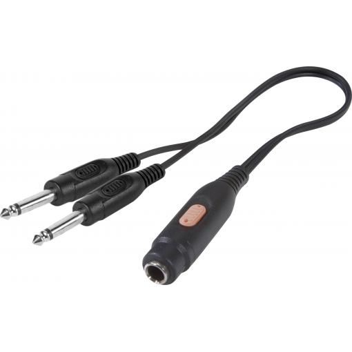 SpeaKa Professional SP-7870288 jack audio Y adaptér [2x jack zástrčka 6,3 mm - 1x jack zásuvka 6,3 mm] černá