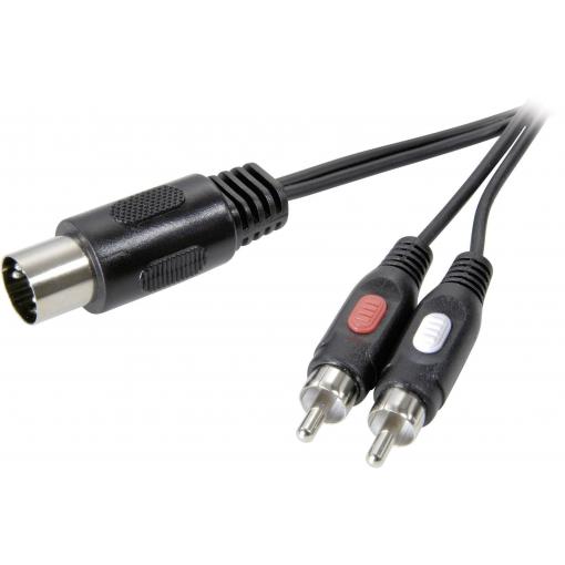 SpeaKa Professional SP-7870640 konektor DIN / cinch audio kabel [1x diodová zástrčka 5pólová (DIN) - 2x cinch zástrčka] 1.50 m černá