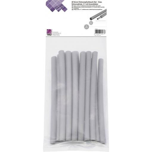 TRU COMPONENTS T1902CA035 sada smršťovacích bužírek šedá 6 mm 2 mm Poměr smrštění:3:1 15 ks