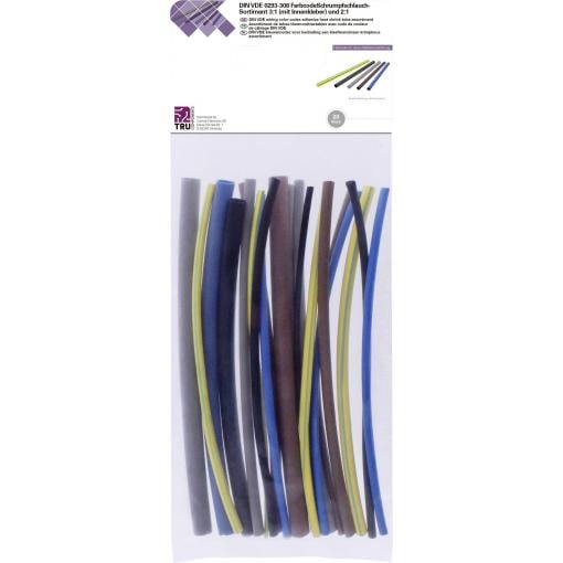TRU COMPONENTS T1902CA044 sada smršťovacích bužírek modrá, hnědá, šedá, zelená, žlutá, černá Poměr smrštění:3:1, 2:1 20 díly