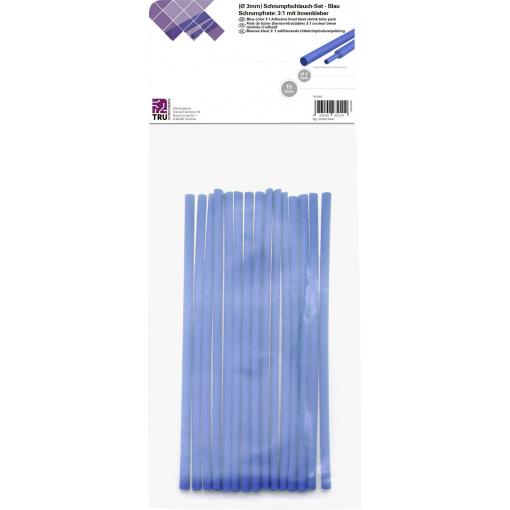 TRU COMPONENTS T1902CA026 sada smršťovacích bužírek modrá 3 mm 1 mm Poměr smrštění:3:1 15 ks