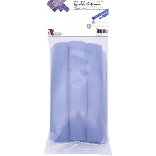 TRU COMPONENTS T1902CA038 sada smršťovacích bužírek modrá 12 mm 4 mm Poměr smrštění:3:1 15 ks
