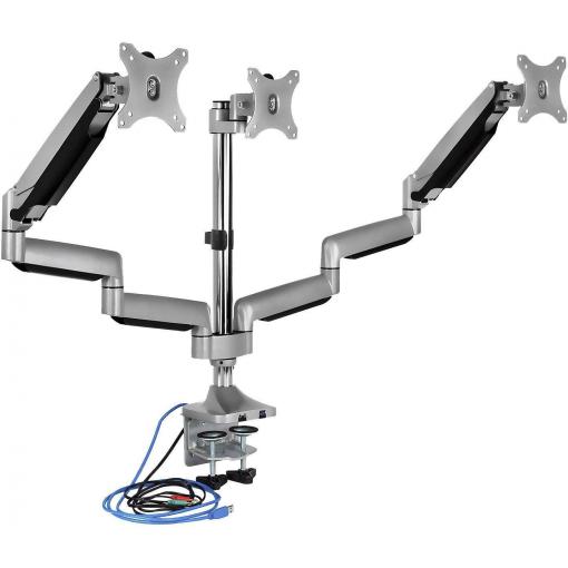 ICY BOX držák na stůl pro monitor IB-MS505-TI, Monitorständer mit Tischhalterung f. 3 Monitore bis zu 32’’ (81 cm) 3 Displej: (s) 81,3 cm (32) stříbrnošedá