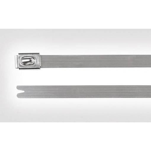 HellermannTyton 111-93058, MBT5SS-SS304-ML, stahovací pásky, 4.60 mm, 127 mm, stříbrná, s kuličkovým uzávěrem, odolná vůči UV záření, 1 ks