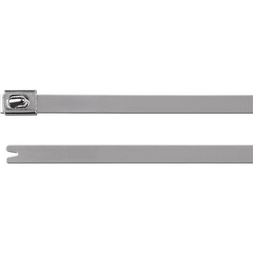 HellermannTyton 111-94339, MBT33H-SS316-ML, stahovací pásky, 7.90 mm, 838 mm, stříbrná, s kuličkovým uzávěrem, odolná vůči UV záření, 1 ks