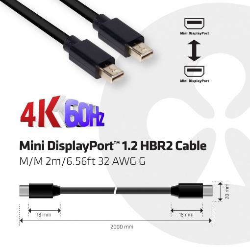 club3D Mini-DisplayPort kabel Mini DisplayPort konektory, Mini DisplayPort konektory 2.00 m černá CAC-2161 samozhášecí Kabel DisplayPort