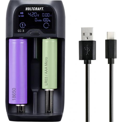 VOLTCRAFT CC-3 nabíječka akumulátorů NiMH, NiCd, Li-Ion, LiFePO Mini (AAAA) , AAA, AA, malé mono, Sub-C , A , 10440, 14500, 14650 , 16340, 17355, 17500, 17650