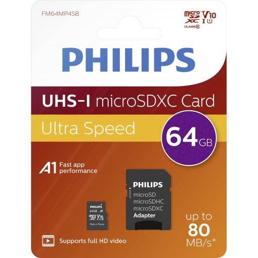 Philips FM64MP45B/00 paměťová karta microSDXC 64 GB Class 10 vč. SD adaptéru