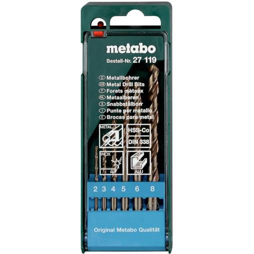 Metabo 627119000 sada spirálových vrtáku do kovu 6dílná 2 mm, 3 mm, 4 mm, 5 mm, 6 mm, 8 mm 1 ks