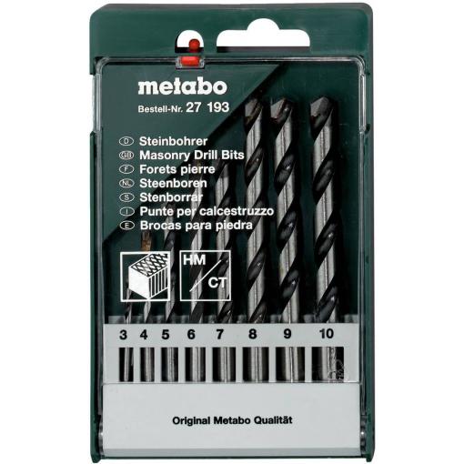 Metabo 627193000 sada spirálového vrtáku na kámen 8dílná 3 mm, 4 mm, 5 mm, 6 mm, 7 mm, 8 mm, 9 mm, 10 mm válcová stopka 1 ks