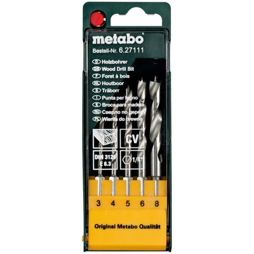Metabo 627111000 sada spirálových vrtáků do dřeva 5dílná 3 mm, 4 mm, 5 mm, 6 mm, 8 mm 1 ks