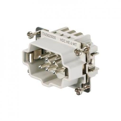 HDC insert, Male, 500 V, 24 A, No. of poles: 6, Tension clamp connection, Size: 3