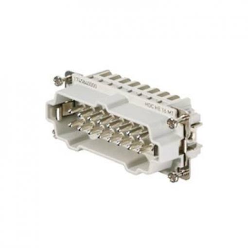 HDC insert, Male, 500 V, 16 A, No. of poles: 16, Tension clamp connection, Size: 6