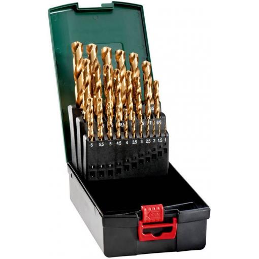 Metabo 627191000 627191000 HSS TiN sada spirálových vrtáku do kovu 25dílná 1 mm, 1.5 mm, 2 mm, 2.5 mm, 3 mm, 3.5 mm, 4 mm, 4.5 mm, 5 mm, 5.5 mm, 6 mm, 6.5 mm,