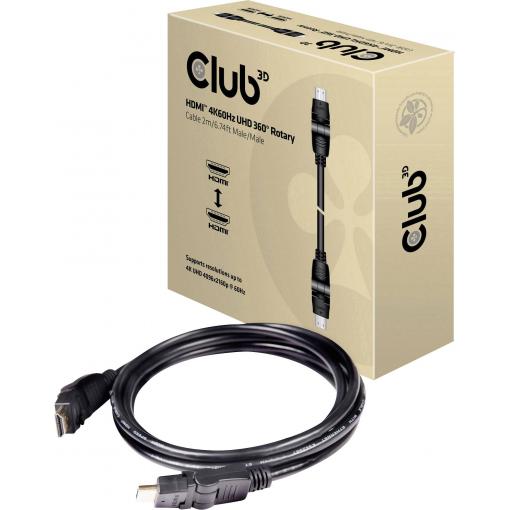 club3D HDMI kabel Zástrčka HDMI-A, Zástrčka HDMI-A 2.00 m černá CAC-1360 4K UHD, samozhášecí HDMI kabel